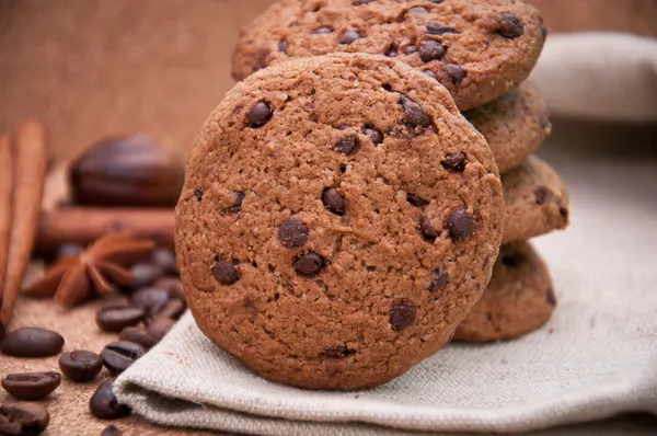 Cookies with chocolate closeup — Stock Photo, Image