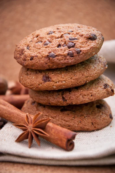 Cookies met chocolade close-up — Stockfoto