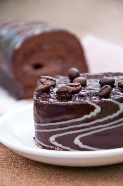 Choklad cake-rulle — Stockfoto