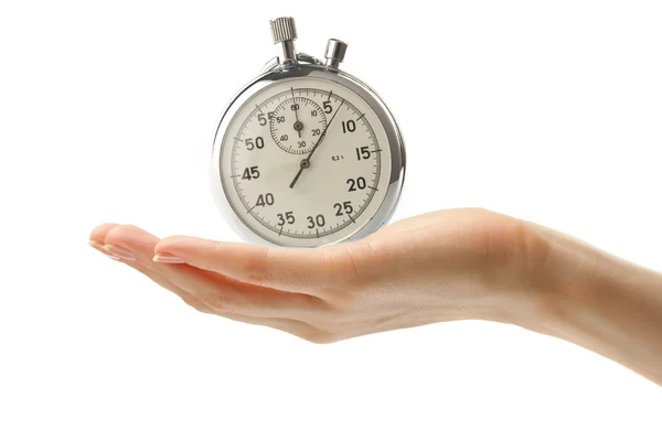 Female hand with a stopwatch — Stock Photo, Image