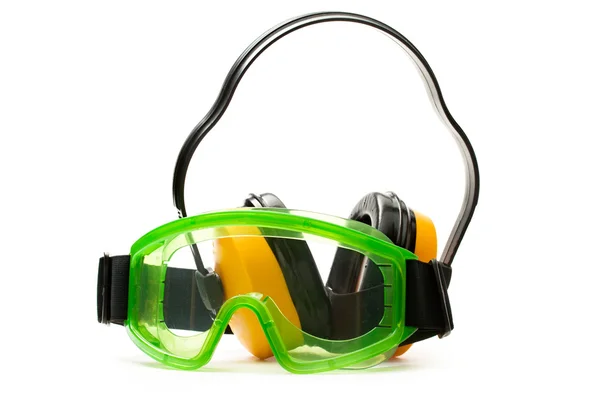 Óculos verdes com fones de ouvido — Fotografia de Stock