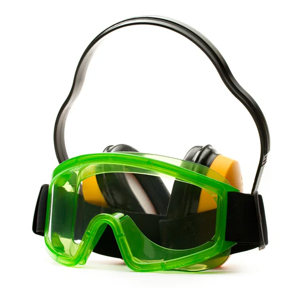 Gafas verdes con auriculares — Foto de Stock