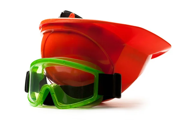 赤い安全ゴーグルとヘルメット — ストック写真