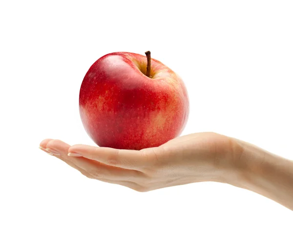 Γυναικείο χέρι με ένα μήλο — Φωτογραφία Αρχείου