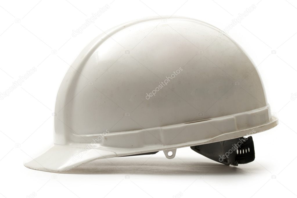 Working safety helmet on white