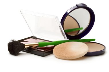 Make up powder in box and make up brush clipart