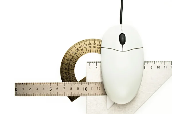 stock image Computer mouse and drafting tools