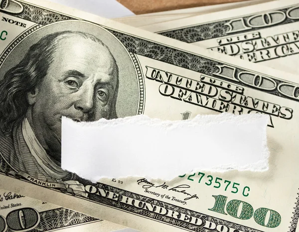 Dolarów na pustej kartce papieru — Zdjęcie stockowe