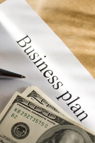 Business plan conception with money — Stock Photo, Image