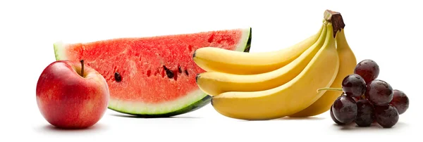 Watermelon, bananas. apple and grapes — Stock Photo, Image