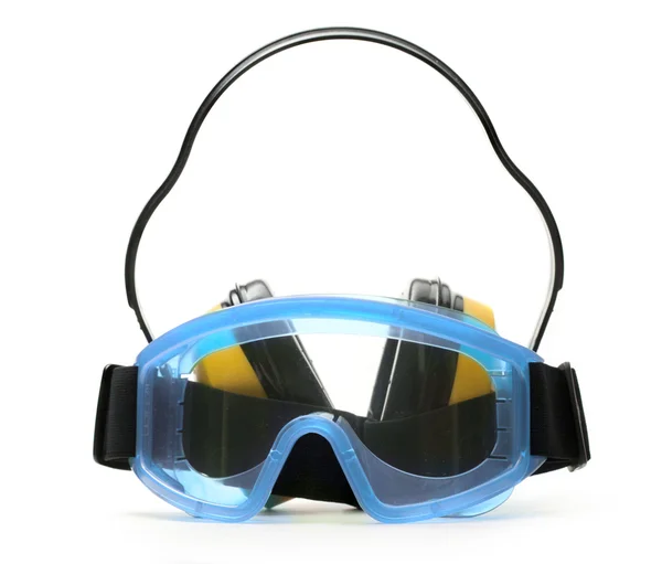 Óculos azuis com fones de ouvido — Fotografia de Stock