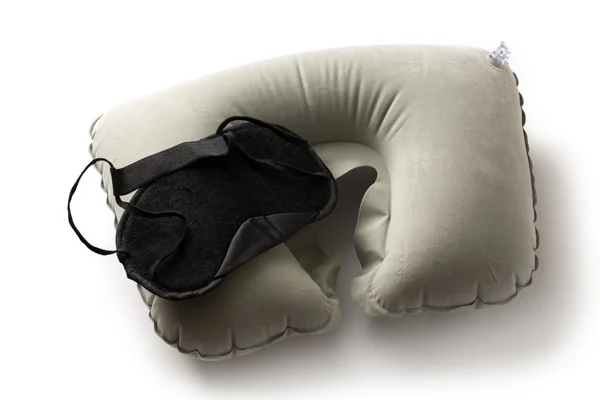 Máscara de dormir e almofada de ar — Fotografia de Stock