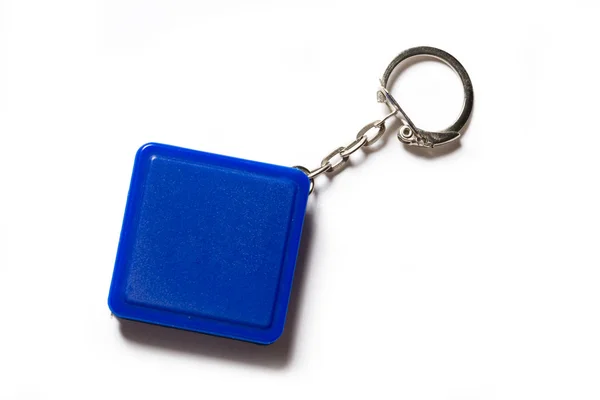 Square label with metal key ring — Stock Photo, Image