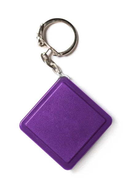 Square label with metal key ring — Stock Photo, Image