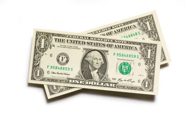 Dollar sedlar på vit — Stockfoto