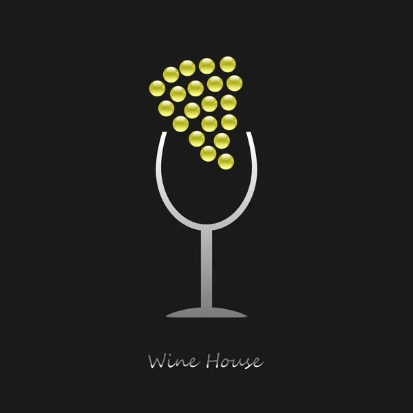 Logotypen vin hus på svart bakgrund — Stockfoto
