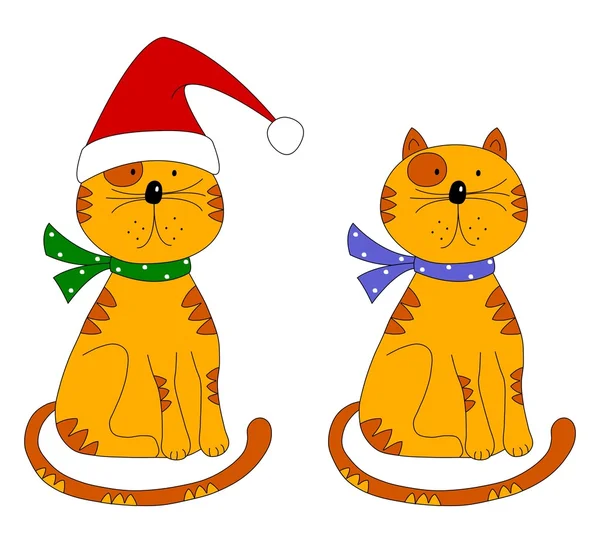 Γάτες. Χριστουγεννιάτικα διακοσμητικά στοιχεία — Φωτογραφία Αρχείου