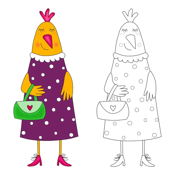 Hen. Coloring book — Stock Photo, Image