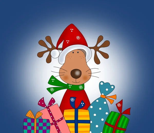 Reindeer with gift wraps — Stock Photo, Image