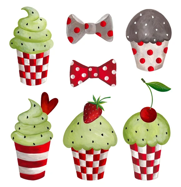 Cupcakes set. Decorative elements — Stock Photo, Image