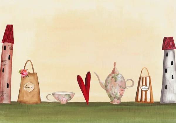 Tea time invitation — Stock Photo, Image