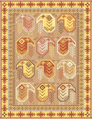 Kilim-style carpet design clipart