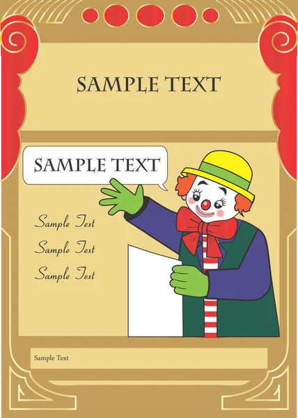 Happy clown party invitation template — Stock Vector