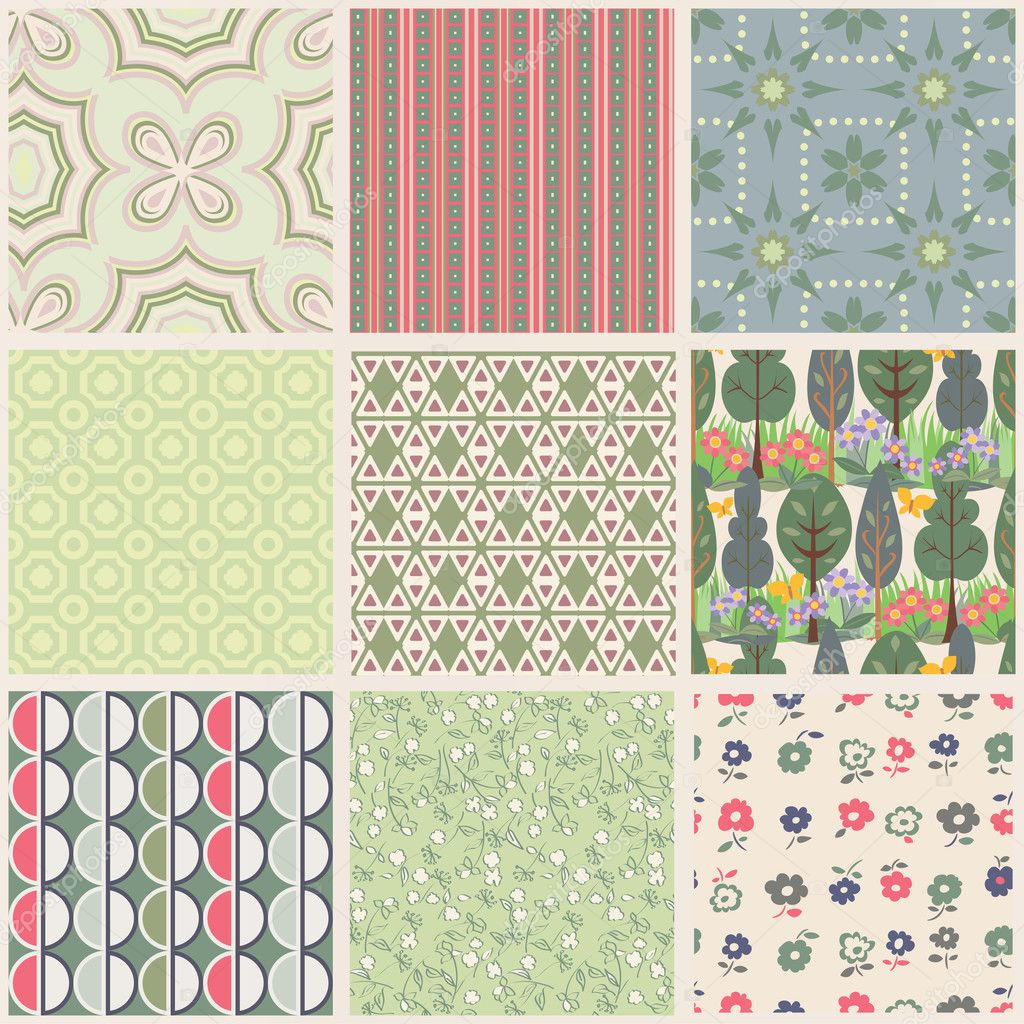 Set of 9 seamless fabric textures