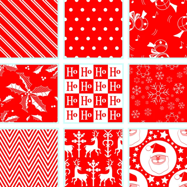 9 Christmas Repeating Patterns — Stock Vector