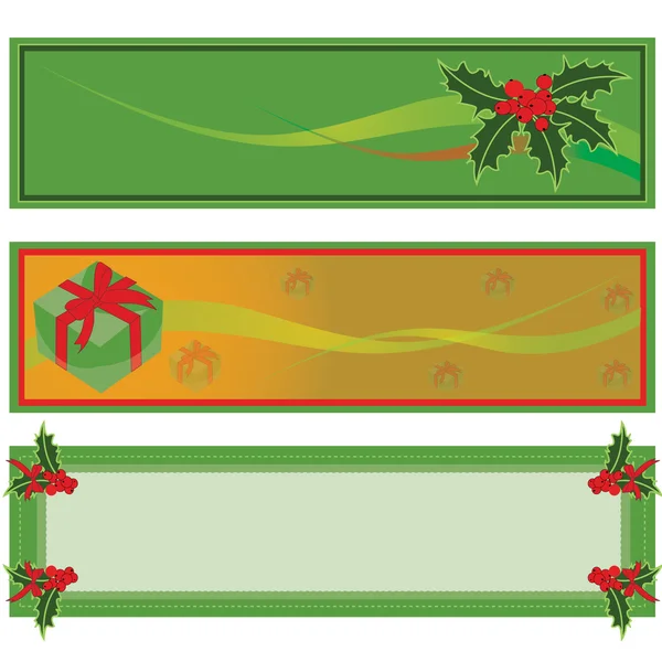Ensemble de trois bannières de Noël horizontales pour Noël avec boîtes-cadeaux.Isolé sur fichier waite background.ai disponible — Image vectorielle