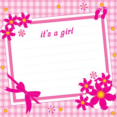 Illustration greeting card for girl on a pink background clipart