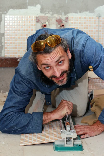 stock image Tiler at work