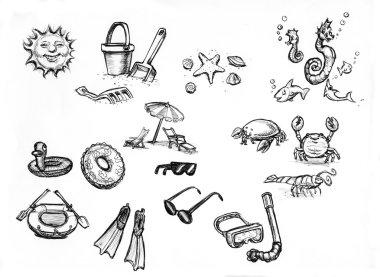 Summer beach items clipart