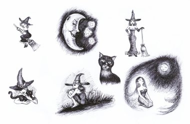 Cartoon witch collection clipart