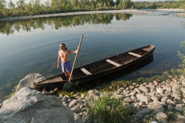 oarsman üzerinde nehir ticino