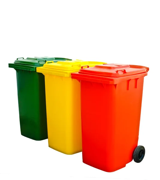 Papelera de reciclaje colorido aislado — Foto de Stock