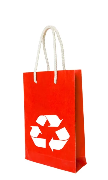 Red recycle paper shopping bag — Stock Photo, Image