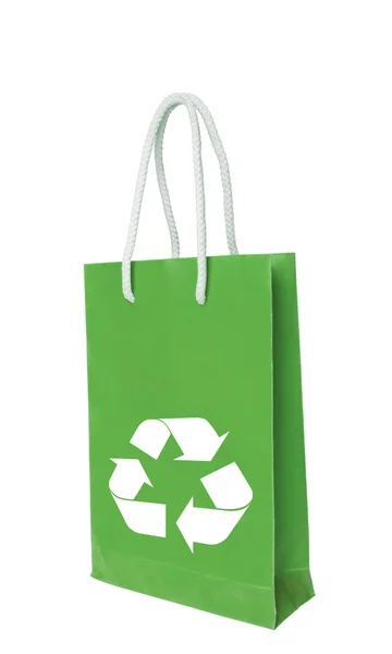 Yeşil geri dönüşüm kağıt alışveriş çantası — Stok fotoğraf