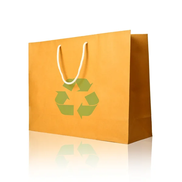 A recycle shopping paper bag isolated on white — Stock Photo, Image
