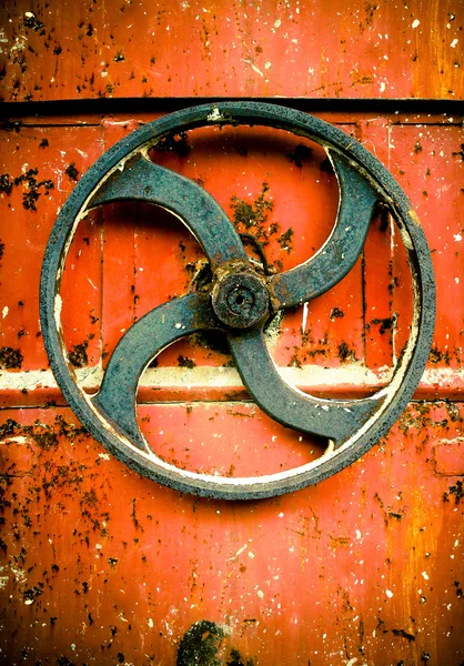 Rusty on metal wheel steering — Stock Photo, Image