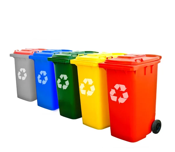 Colorful Recycle Bins Isolated — Stock Photo, Image