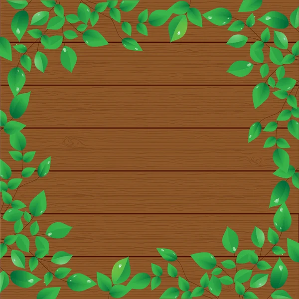 Φρέσκα πράσινα φύλλα και ήλιο να λάμπει, πλαίσιο — Διανυσματικό Αρχείο