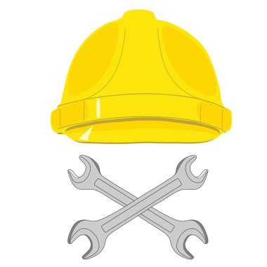 Helmet and crossed wrenches. skull and bones clipart