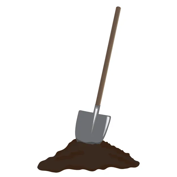 Лопата в куче грязи — стоковый вектор