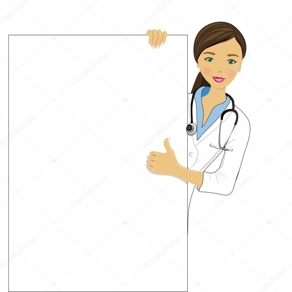 Doctor showing clipboard for text or design
