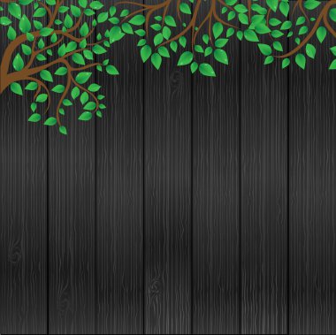 Leafs on the wood background clipart
