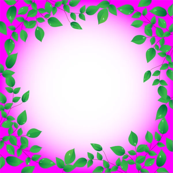 新鮮な緑の葉のフレーム — ストックベクタ