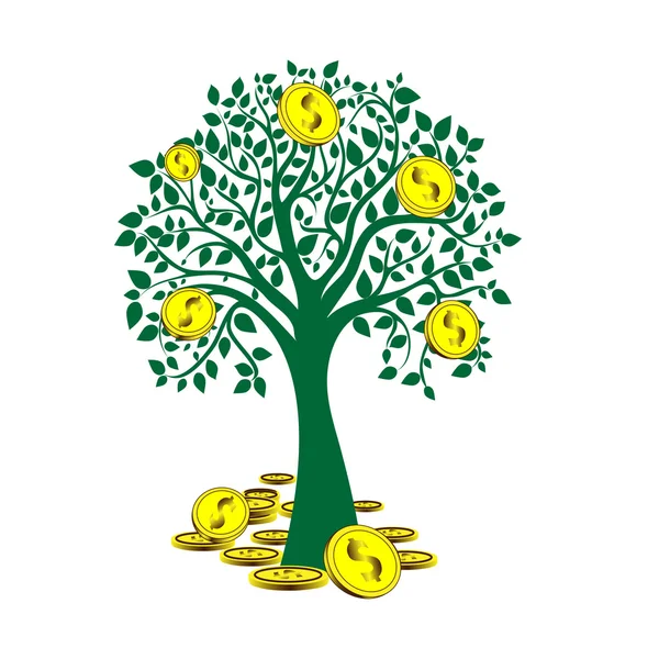 Peněžní strom izolované na bílém pozadí. — Stockový vektor
