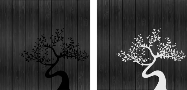 Schwarze und weiße Baumsilhouetten — Stockvektor
