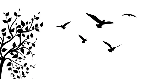 Arbre et oiseau — Image vectorielle